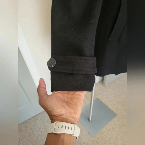 Gap Factory Store Classic Minimalist Chic Black Wool Blend Peacoat/Jacket(M) - Picture 7 of 9